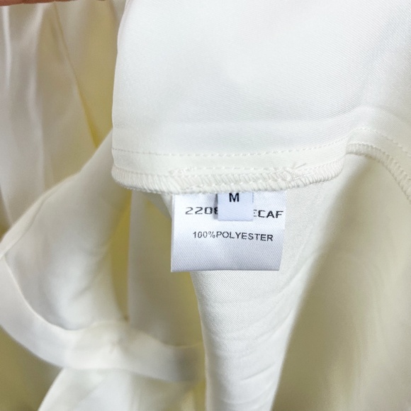 2208M Decaf Ivory Satin Shirt Mini Dress Size Medium - Picture 6 of 8